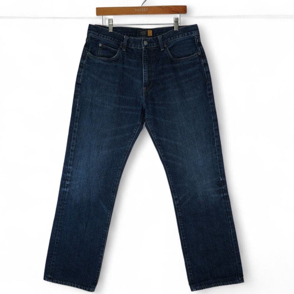 J Crew Jeans Mens 35x32 (Fits 34x30.5) Blue Dark Wash‎ Denim Straight Leg